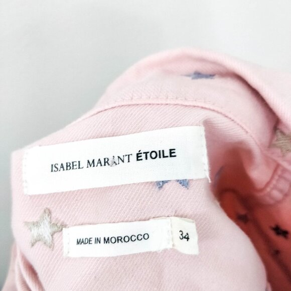 Isabel Marant Dali Star Denim Jacket Pink 34 2 - Picture 10 of 11